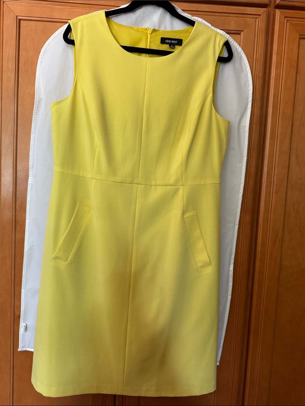 Nine West Lemon Yellow Sleeveless Midi Dress